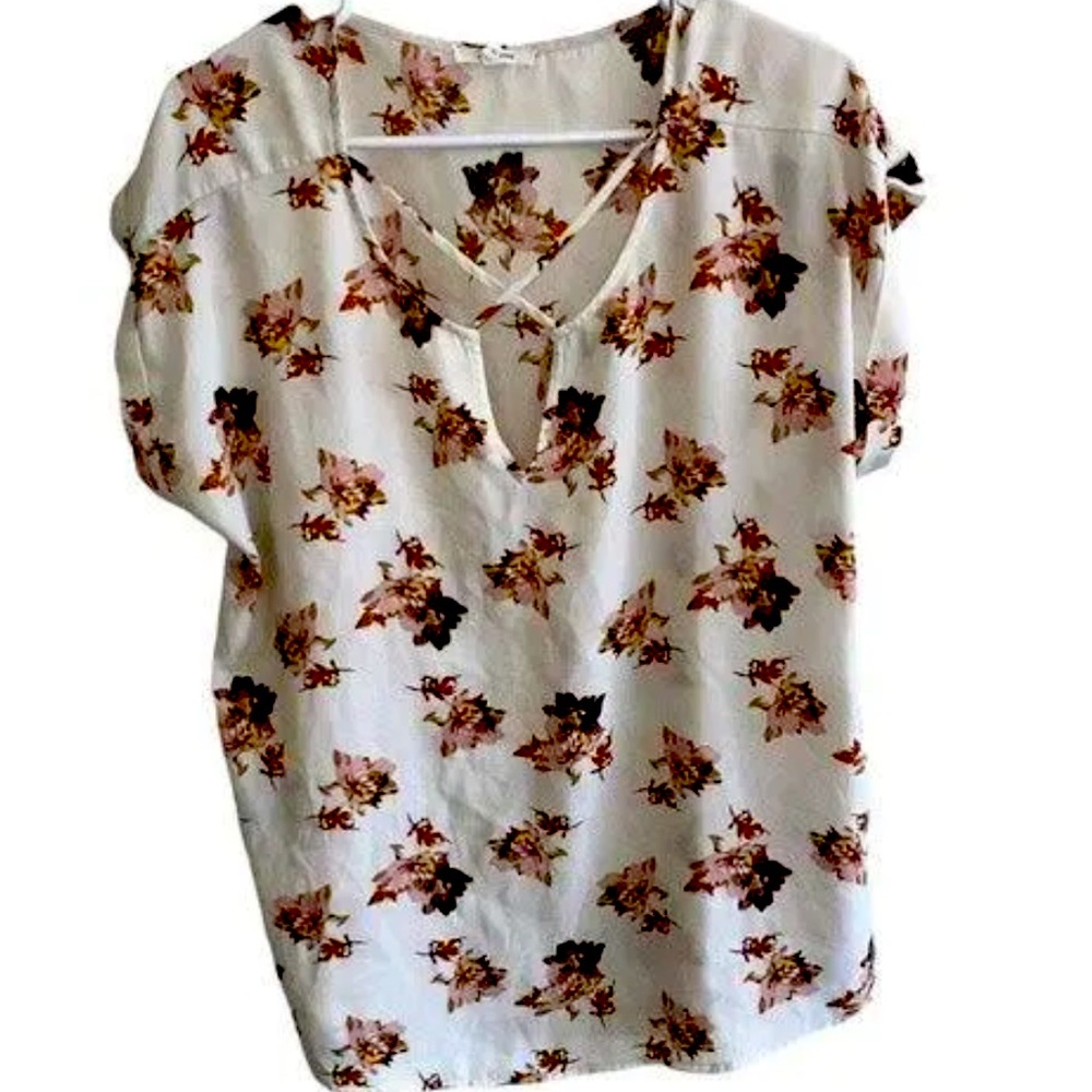 Maurices Floral Strappy Neckline Top